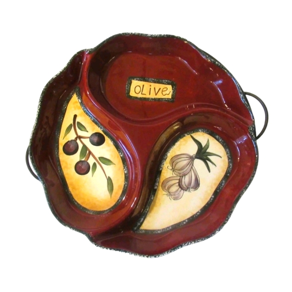 Parini 13" Sectional Ceramic Platter on Rack-A Taste of Tuscany - Picture 1 of 7